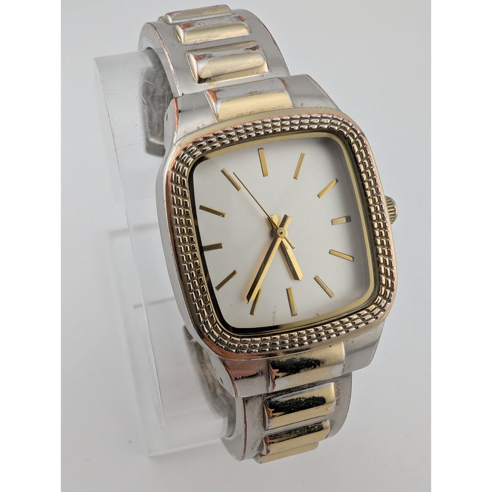 Accutime Watch Women 27mm Case Two Tone Bangle Band- New Battery